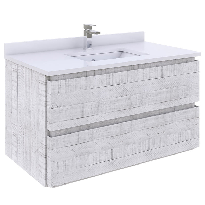 Fresca Formosa 35" Wall Hung Modern Bathroom Cabinet in Rustic White FCB3136RWH