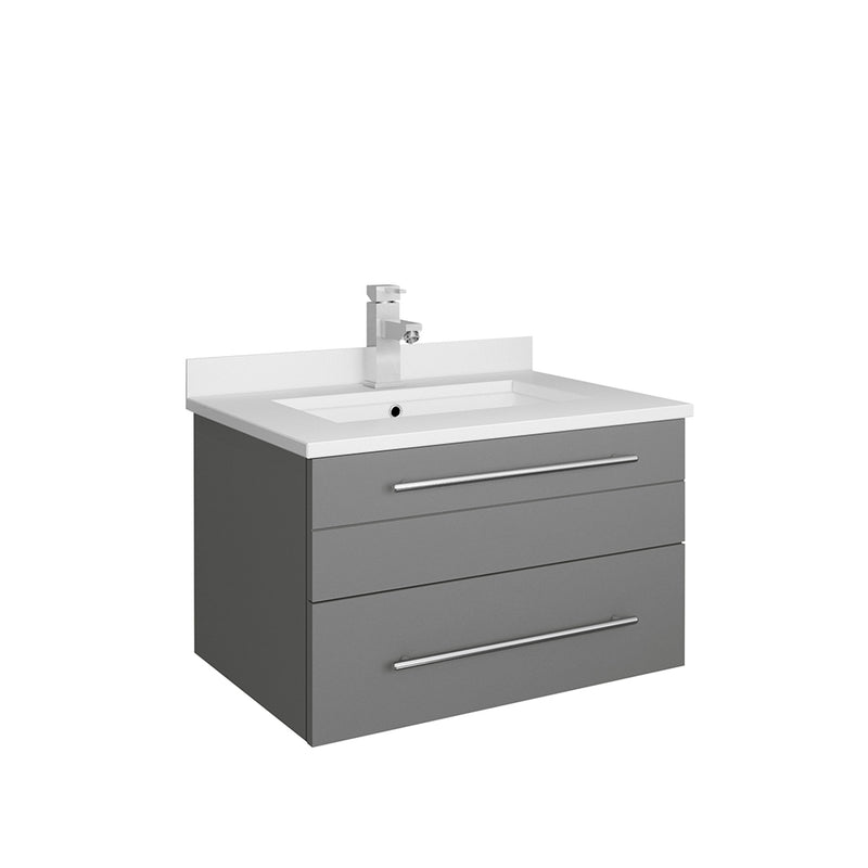 Fresca Lucera 24" Gray Wall Hung Modern Bathroom Cabinet w/ Top & Undermount Sink FCB6124GR-UNS-CWH-U