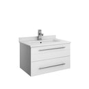 Fresca Lucera 24" White Wall Hung Modern Bathroom Cabinet w/ Top & Undermount Sink FCB6124WH-UNS-CWH-U