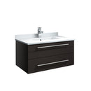 Fresca Lucera 30" Espresso Wall Hung Modern Bathroom Cabinet w/ Top & Undermount Sink FCB6130ES-UNS-CWH-U