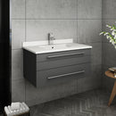 Fresca Lucera 30" Gray Wall Hung Modern Bathroom Cabinet with Top and Undermount Sink FCB6130GR-UNS-CWH-U