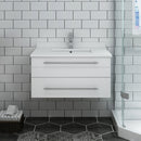 Fresca Lucera 30" White Wall Hung Modern Bathroom Cabinet with Top and Undermount Sink FCB6130WH-UNS-CWH-U