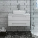 Fresca Lucera 30" White Wall Hung Modern Bathroom Cabinet with Top and Vessel Sink FCB6130WH-VSL-CWH-V