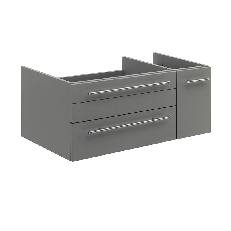 Fresca Lucera 36" Gray Wall Hung Undermount Sink Modern Bathroom Cabinet - Left Version FCB6136GR-UNS-L