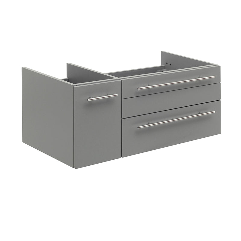 Fresca Lucera 36" Gray Wall Hung Undermount Sink Modern Bathroom Cabinet - Right Version FCB6136GR-UNS-R