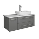 Fresca Lucera 36" Gray Wall Hung Modern Bathroom Cabinet w/ Top & Vessel Sink - Right Version FCB6136GR-VSL-R-CWH-V