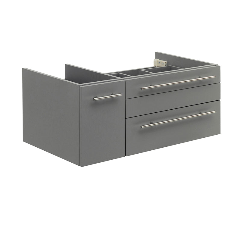 Fresca Lucera 36" Gray Wall Hung Vessel Sink Modern Bathroom Cabinet - Right Version FCB6136GR-VSL-R