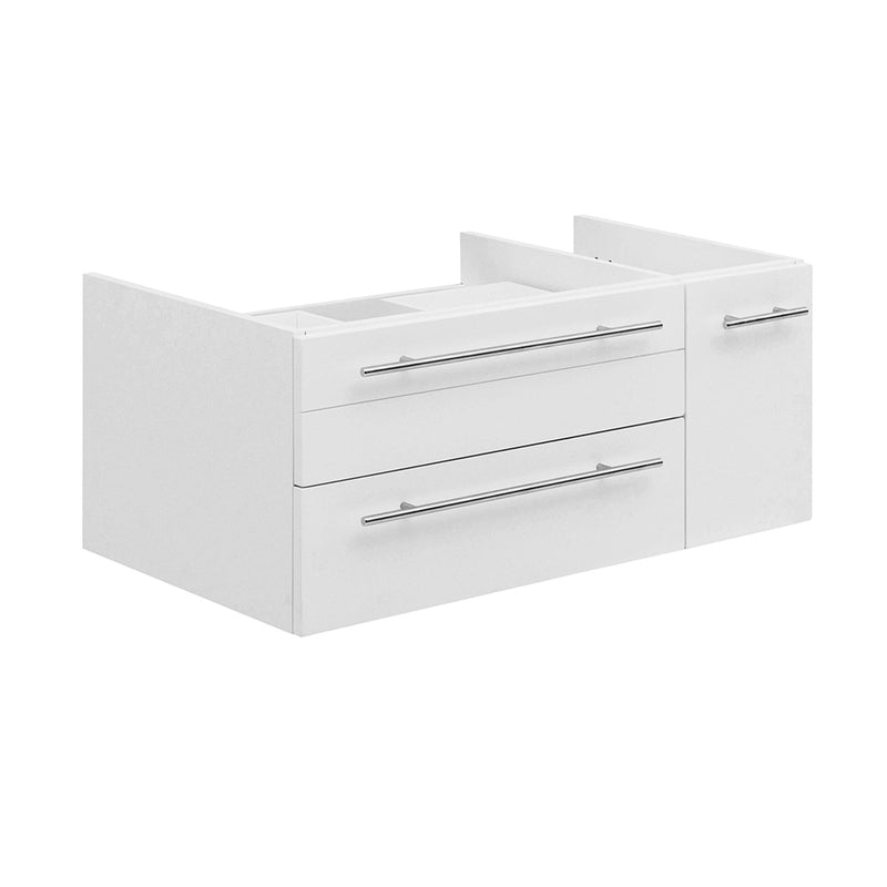 Fresca Lucera 36" White Wall Hung Vessel Sink Modern Bathroom Cabinet - Left Version FCB6136WH-VSL-L