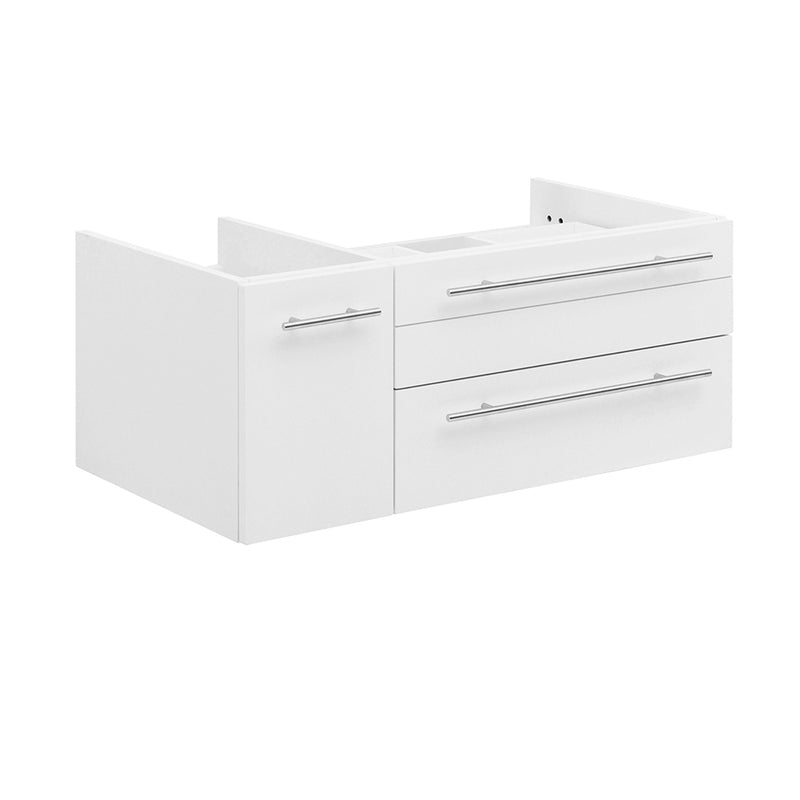 Fresca Lucera 36" White Wall Hung Vessel Sink Modern Bathroom Cabinet - Right Version FCB6136WH-VSL-R