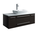 Fresca Lucera 42" Espresso Wall Hung Modern Bathroom Cabinet w/ Top & Vessel Sink FCB6142ES-VSL-CWH-V