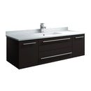 Fresca Lucera 48" Espresso Wall Hung Modern Bathroom Cabinet w/ Top & Undermount Sink FCB6148ES-UNS-CWH-U