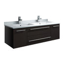 Fresca Lucera 48" Espresso Wall Hung Modern Bathroom Cabinet w/ Top & Double Undermount Sinks FCB6148ES-UNS-D-CWH-U