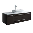 Fresca Lucera 48" Espresso Wall Hung Modern Bathroom Cabinet w/ Top & Vessel Sink FCB6148ES-VSL-CWH-V