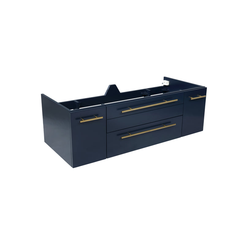 Fresca Lucera 48" Royal Blue Wall Hung Double Undermount Sink Modern Bathroom Cabinet FCB6148RBL-UNS-D