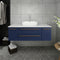 Fresca Lucera 48" Royal Blue Wall Hung Modern Bathroom Cabinet with Top and Vessel Sink FCB6148RBL-VSL-CWH-V