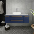 Fresca Lucera 48" Royal Blue Wall Hung Vessel Sink Modern Bathroom Cabinet FCB6148RBL-VSL