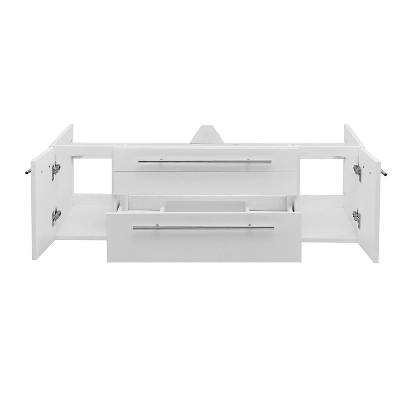 Fresca Lucera 48" White Wall Hung Double Undermount Sink Modern Bathroom Cabinet FCB6148WH-UNS-D