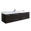 Fresca Lucera 60" Espresso Wall Hung Modern Bathroom Cabinet w/ Top & Single Undermount Sink FCB6160ES-UNS-CWH-U