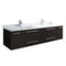 Fresca Lucera 60" Espresso Wall Hung Modern Bathroom Cabinet w/ Top & Double Undermount Sinks FCB6160ES-UNS-D-CWH-U