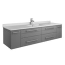 Fresca Lucera 60" Gray Wall Hung Modern Bathroom Cabinet w/ Top & Single Undermount Sink FCB6160GR-UNS-CWH-U