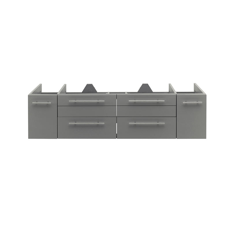 Fresca Lucera 60" Gray Wall Hung Single Undermount Sink Modern Bathroom Cabinet FCB6160GR-UNS