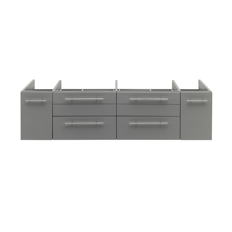 Fresca Lucera 60" Gray Wall Hung Double Vessel Sink Modern Bathroom Cabinet FCB6160GR-VSL-D