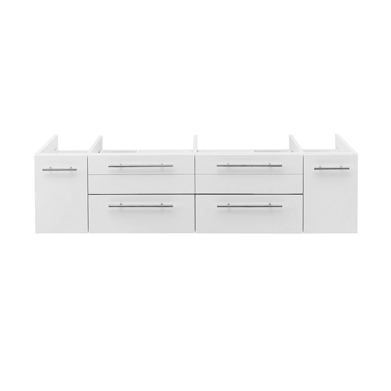 Fresca Lucera 60" White Wall Hung Double Vessel Sink Modern Bathroom Cabinet FCB6160WH-VSL-D