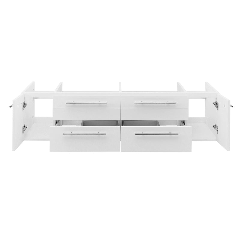 Fresca Lucera 60" White Wall Hung Double Vessel Sink Modern Bathroom Cabinet FCB6160WH-VSL-D