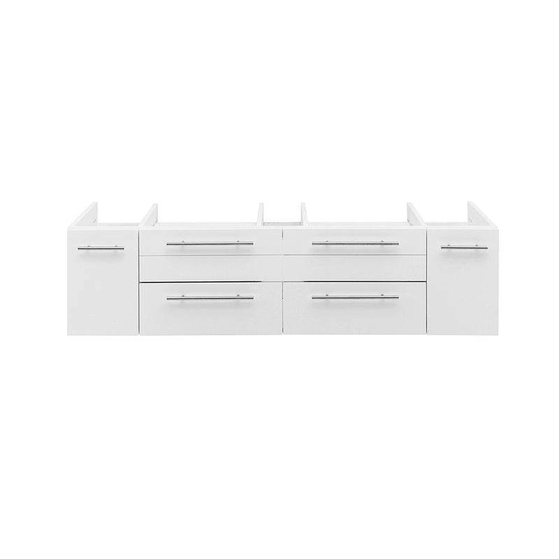 Fresca Lucera 60" White Wall Hung Single Vessel Sink Modern Bathroom Cabinet FCB6160WH-VSL