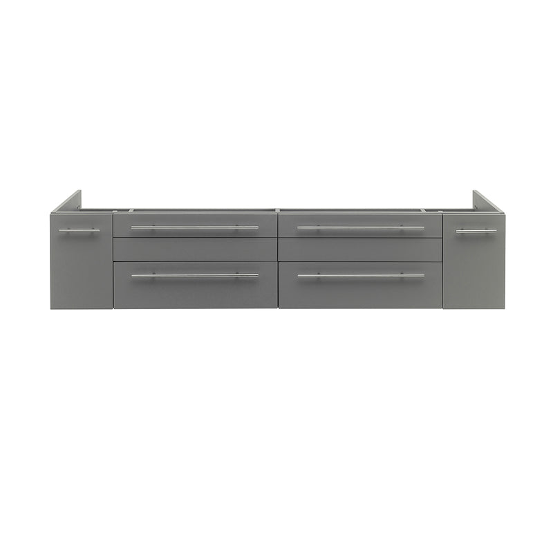 Fresca Lucera 72" Gray Wall Hung Double Undermount Sink Modern Bathroom Cabinet FCB6172GR-UNS