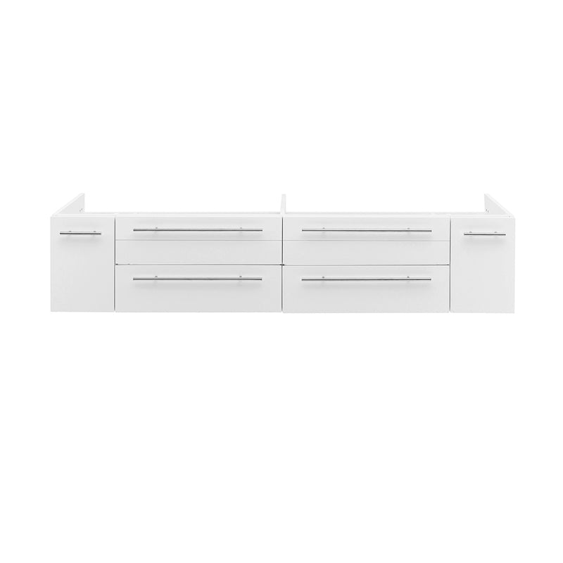 Fresca Lucera 72" White Wall Hung Double Undermount Sink Modern Bathroom Cabinet FCB6172WH-UNS