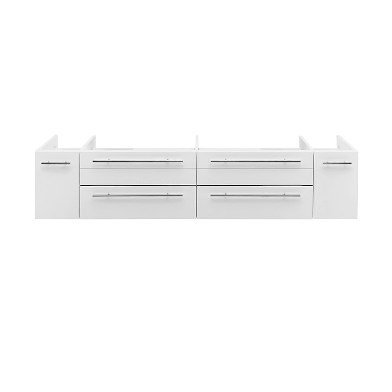 Fresca Lucera 72" White Wall Hung Double Vessel Sink Modern Bathroom Cabinet FCB6172WH-VSL