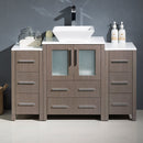 Fresca Torino 48" Gray Oak Modern Bathroom Cabinets with Top and Vessel Sink FCB62-122412GO-CWH-V