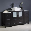 Fresca Torino 54" Espresso Modern Bathroom Cabinets with Top and Vessel Sink FCB62-123012ES-CWH-V