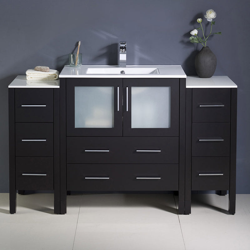 Fresca Torino 54" Espresso Modern Bathroom Cabinets with Integrated Sink FCB62-123012ES-I