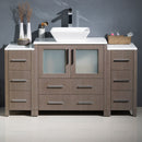 Fresca Torino 54" Gray Oak Modern Bathroom Cabinets with Top and Vessel Sink FCB62-123012GO-CWH-V