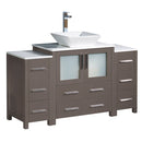 Fresca Torino 54" Gray Oak Modern Bathroom Cabinets w/ Top & Vessel Sink FCB62-123012GO-CWH-V