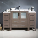 Fresca Torino 54" Gray Oak Modern Bathroom Cabinets with Integrated Sink FCB62-123012GO-I