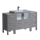 Fresca Torino 54" Gray Modern Bathroom Cabinets w/ Integrated Sink FCB62-123012GR-I