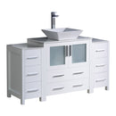 Fresca Torino 54" White Modern Bathroom Cabinets w/ Top & Vessel Sink FCB62-123012WH-CWH-V