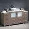 Fresca Torino 60" Gray Oak Modern Bathroom Cabinets with Top and Vessel Sink FCB62-123612GO-CWH-V