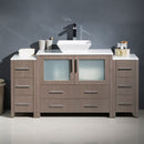 Fresca Torino 60" Gray Oak Modern Bathroom Cabinets with Top and Vessel Sink FCB62-123612GO-CWH-V