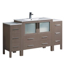 Fresca Torino 60" Gray Oak Modern Bathroom Cabinets w/ Integrated Sink FCB62-123612GO-I