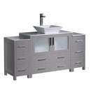 Fresca Torino 60" Gray Modern Bathroom Cabinets w/ Top & Vessel Sink FCB62-123612GR-CWH-V