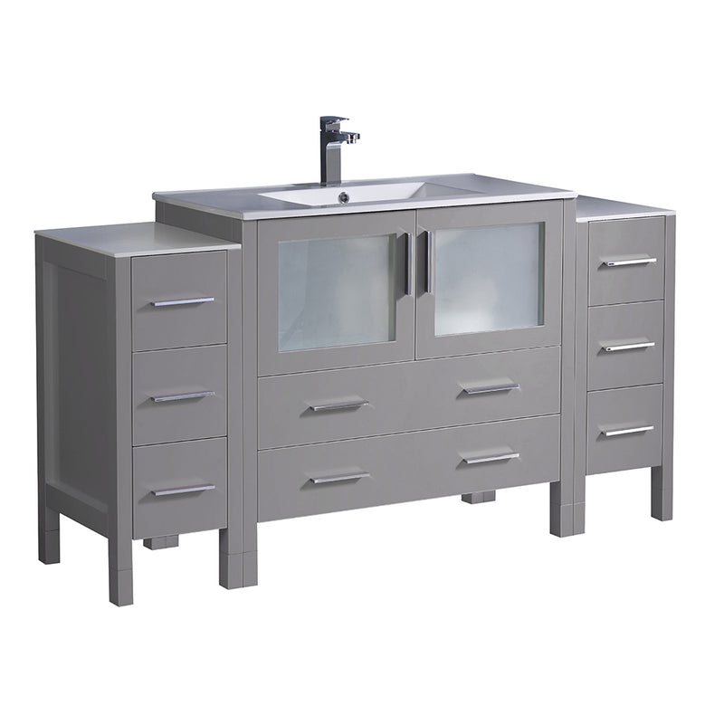 Fresca Torino 60" Gray Modern Bathroom Cabinets w/ Integrated Sink FCB62-123612GR-I