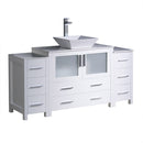 Fresca Torino 60" White Modern Bathroom Cabinets w/ Top & Vessel Sink FCB62-123612WH-CWH-V