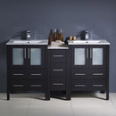 Fresca Torino 60" Espresso Modern Double Sink Bathroom Cabinets with Integrated Sinks FCB62-241224ES-I