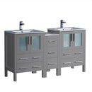 Fresca Torino 60" Gray Modern Double Sink Bathroom Cabinets w/ Integrated Sinks FCB62-241224GR-I