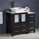 Fresca Torino 36" Espresso Modern Bathroom Cabinets with Top and Vessel Sink FCB62-2412ES-CWH-V