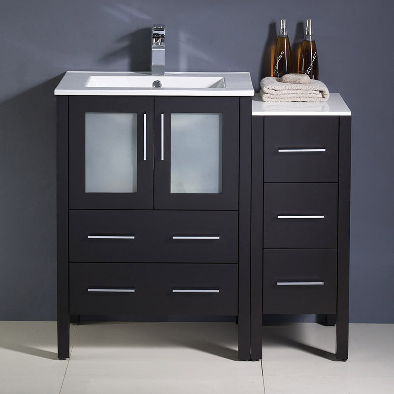 Fresca Torino 36" Espresso Modern Bathroom Cabinets with Integrated Sink FCB62-2412ES-I